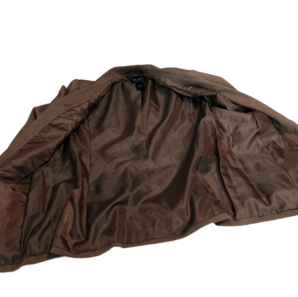 Axcess Liz Claiborne Floral Embroidered Jacket Career Stretch Blazer Brown Sz 14 - Picture 4 of 9